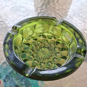 VTG Anchor Hocking Elegant Green Glass Ashtray
